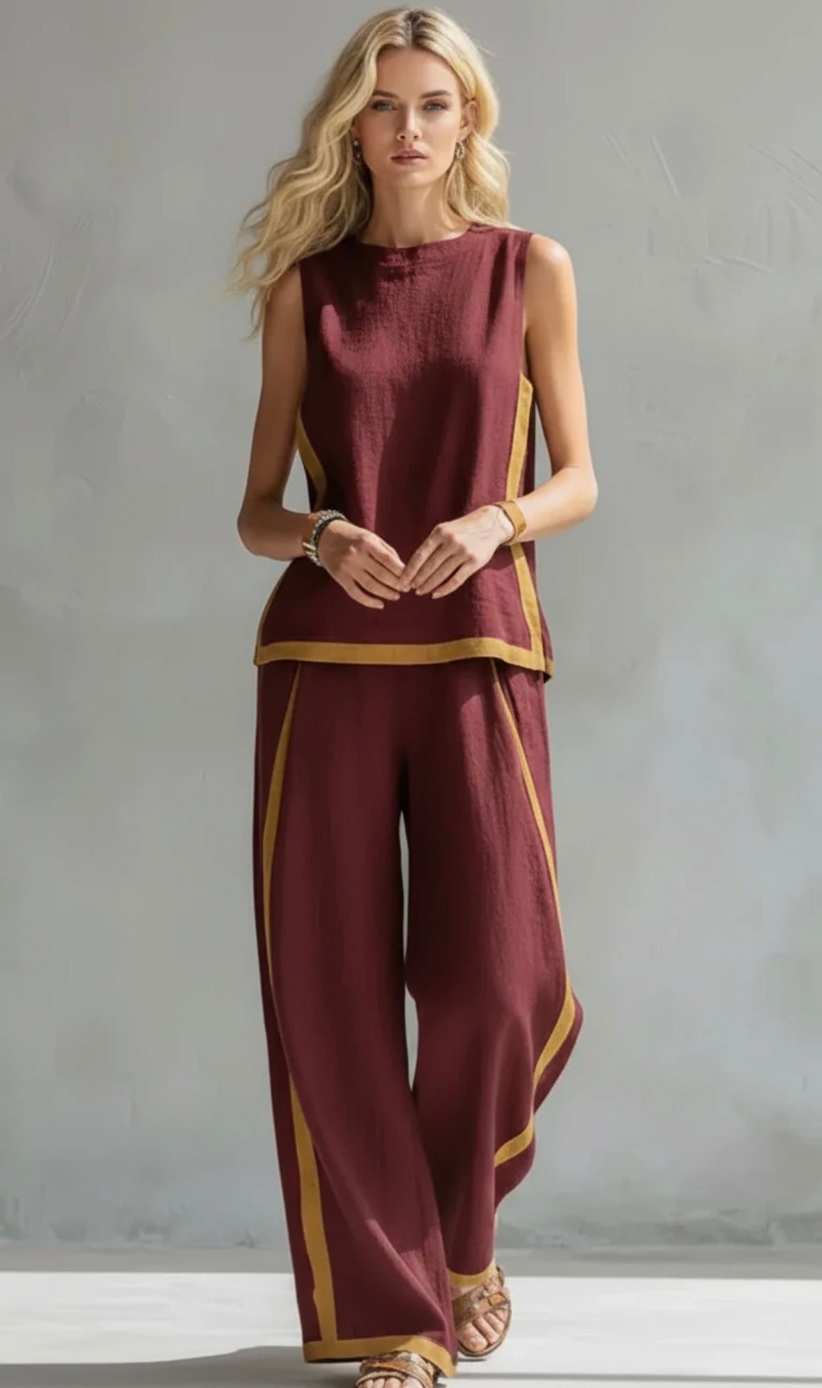 Marie – Complete vest and trousers in two-tone grey