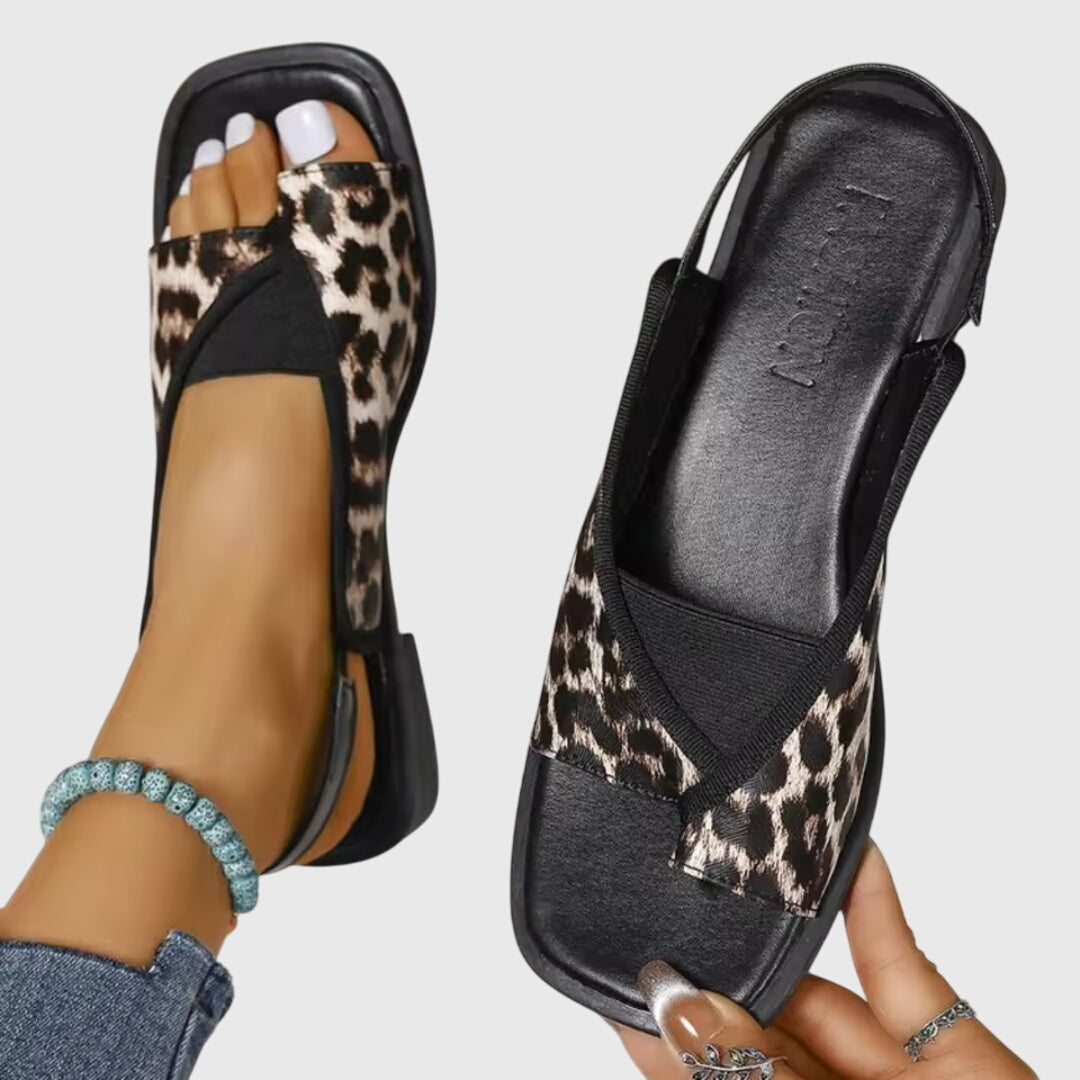 Zola | Women's Square Toe Slingback Flat Sandals Colour Block